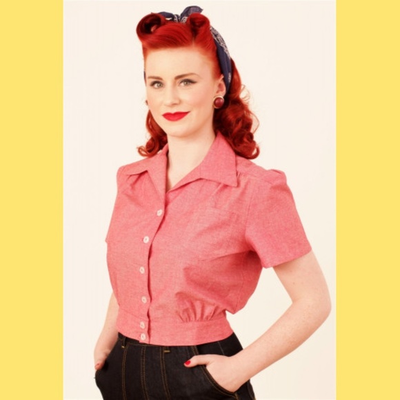 Freddies of Pinewood Tops - Freddies of Pinewood red work blouse UK 16 US 12 L